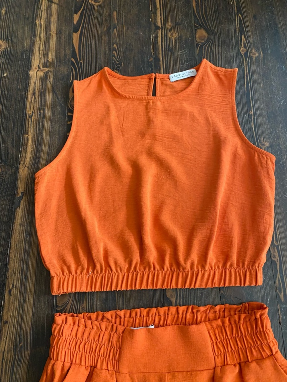 Women’s “Paper Crane” Orange Wide-Leg 2 piece Outfit Size Small - Picture 3 of 7